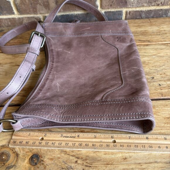 Frye Melissa Leather Top Zip Crossbody Bag Smokey Lavender - Picture 7 of 16